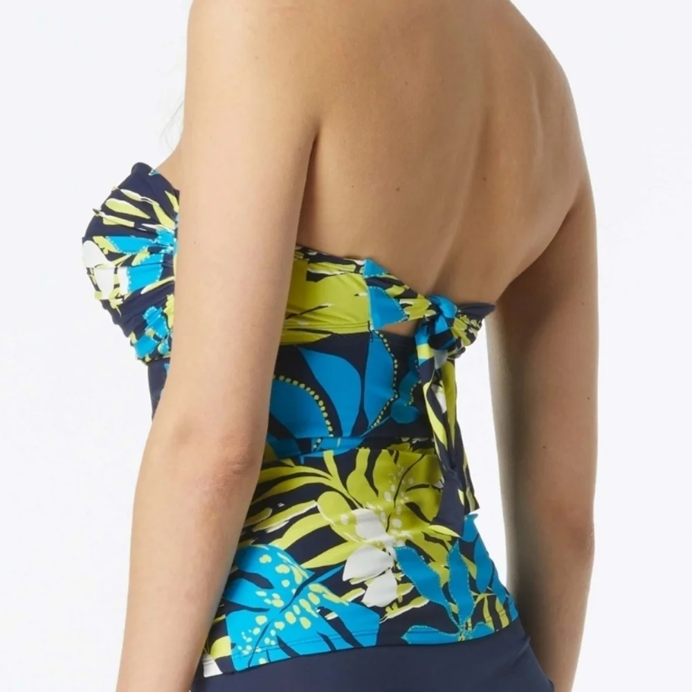 Coco Reef Blue and Yellow Bikini with Ruched Sweetheart Neckline, 34DD